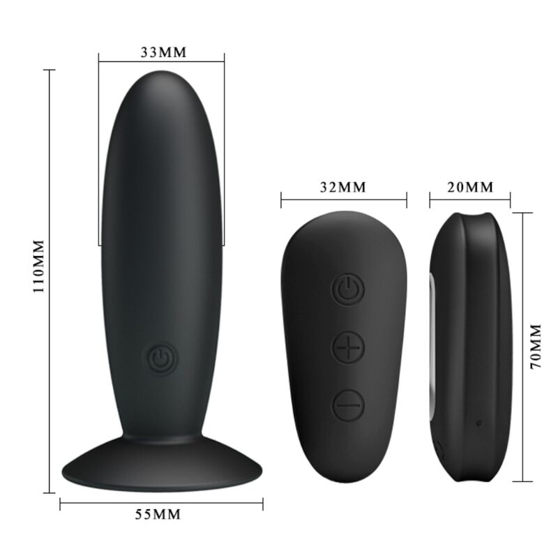 MR PLAY - BLACK REMOTE CONTROL VIBRATING BUTTON PLUG