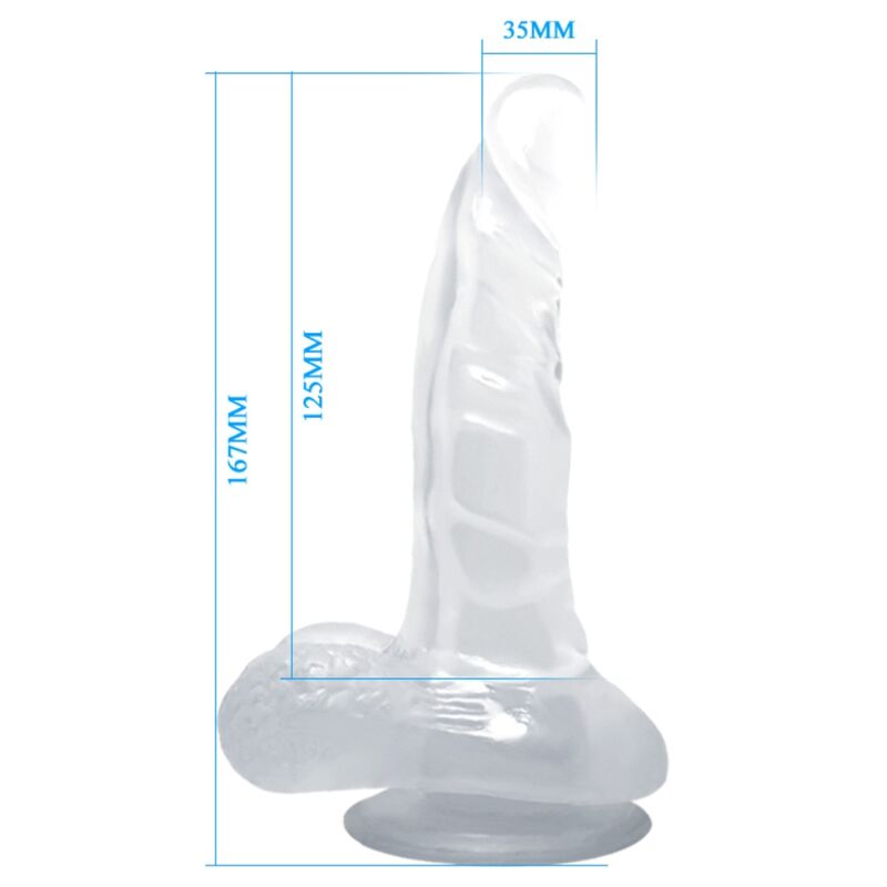 BAILE - GODEMICHET RÉALISTE AVEC VENTOUSE ET TESTICULES 16,7 CM TRANSPARENT
