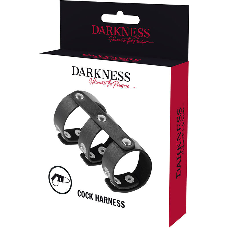 DARKNESS - ANNEAUX DOUBLE EN CUIR RÉGLABLES POUR PÉNIS ET TESTICULES