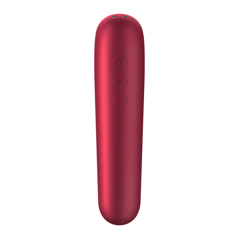 SATISFYER - DUAL LOVE VIBRATOR AND SUCTION CUP WITH PULSED AIR (RED)