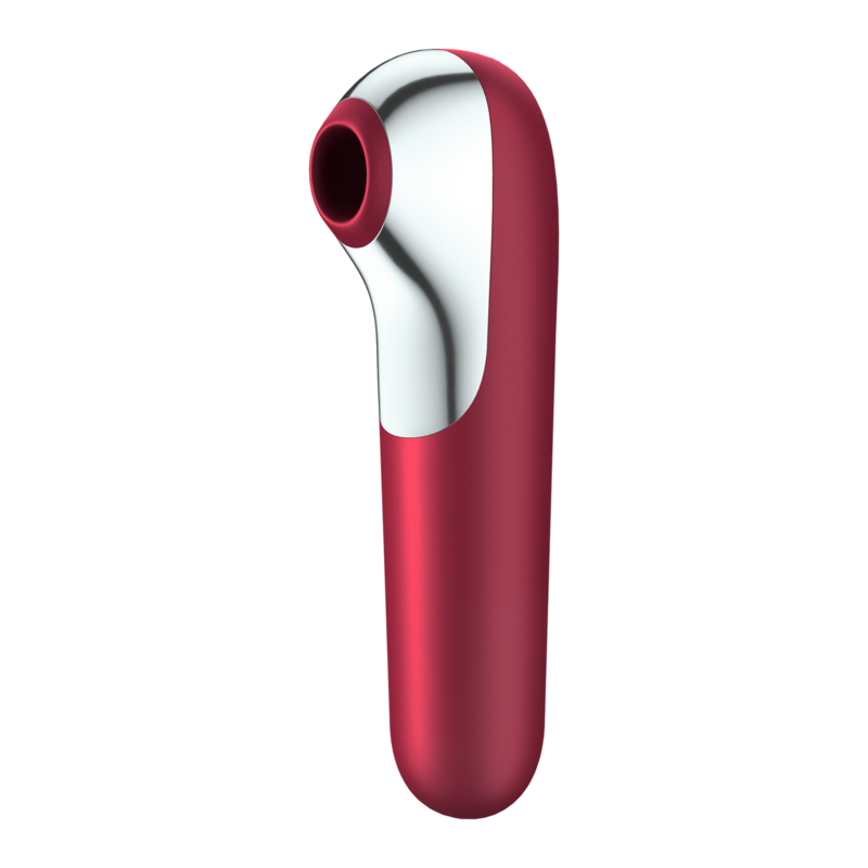 SATISFYER - DUAL LOVE VIBRATOR AND SUCTION CUP WITH PULSED AIR (RED)