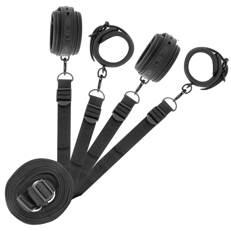 FETISH SUBMISSIVE - HANDCUFFS AND TIE SET WITH NOPRENE LINING