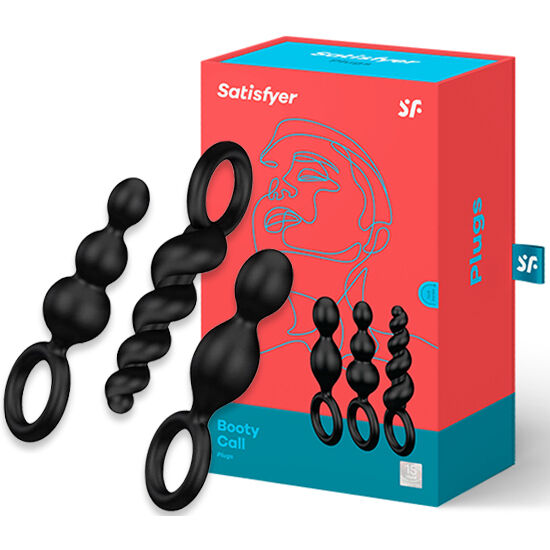 SATISFYER - SET 3 PCS BLACK ANAL PLUG