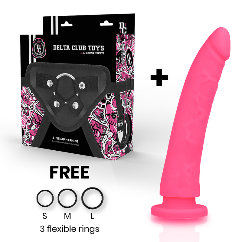 DELTA CLUB - TOYS HARNESS + PINK SILICONE DONG 20 CM -O- 4 CM