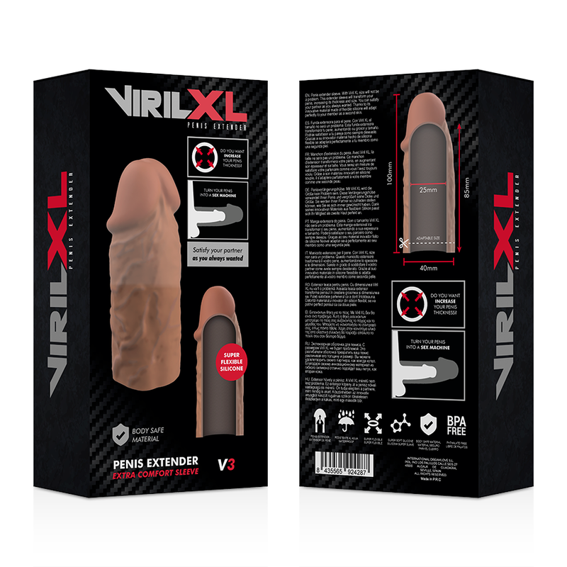 VIRILXL - EXTENSION PÉNIENNE EN SILICONE LIQUIDE V3 MARRON