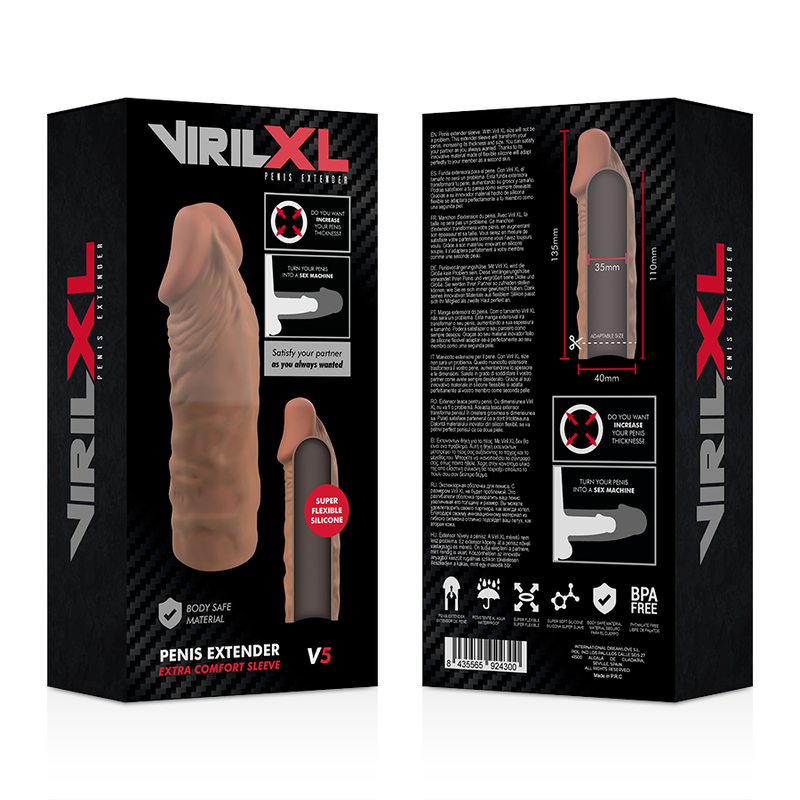 VIRILXL - V5 EXTENSION PÉNALE EN SILICONE LIQUIDE MARRON