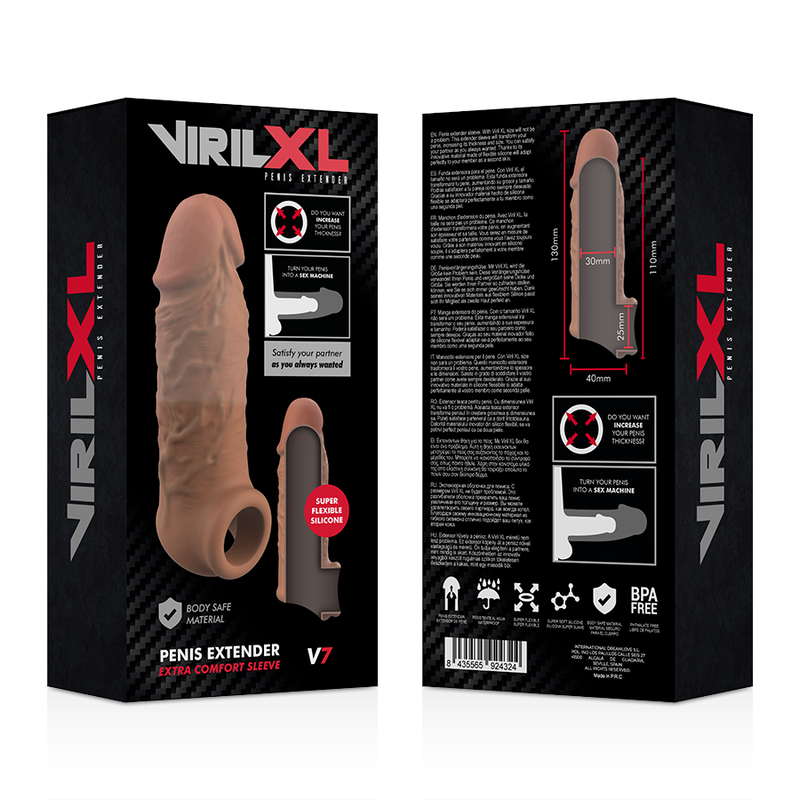 VIRILXL - V7 EXTENSION PÉNALE EN SILICONE LIQUIDE MARRON