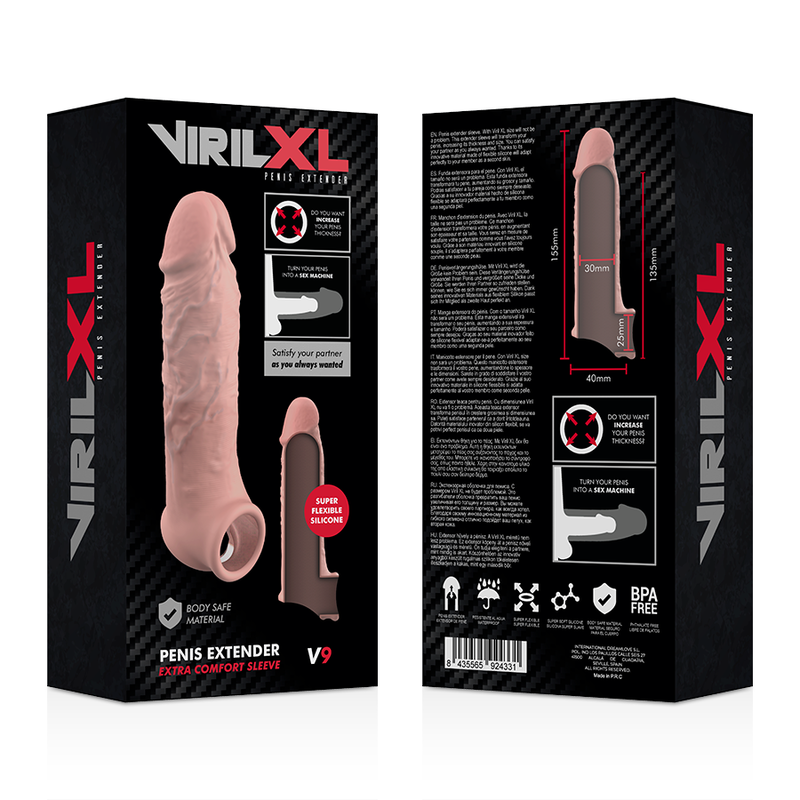 VIRILXL - EXTENSION PÉNIENNE EN SILICONE LIQUIDE NATUREL V9