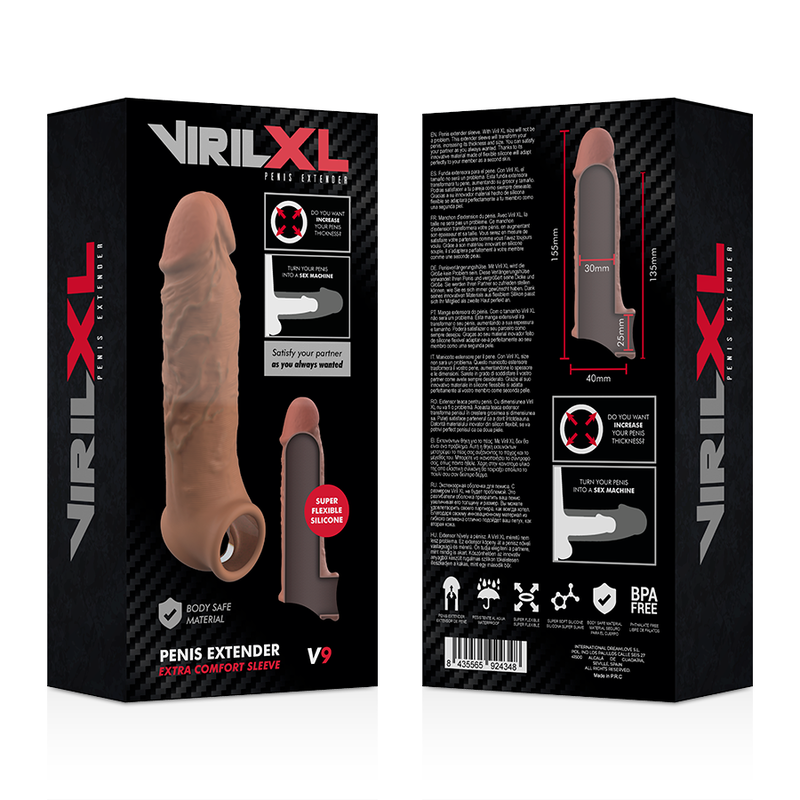 VIRILXL - V9 EXTENSION PÉNALE EN SILICONE LIQUIDE MARRON
