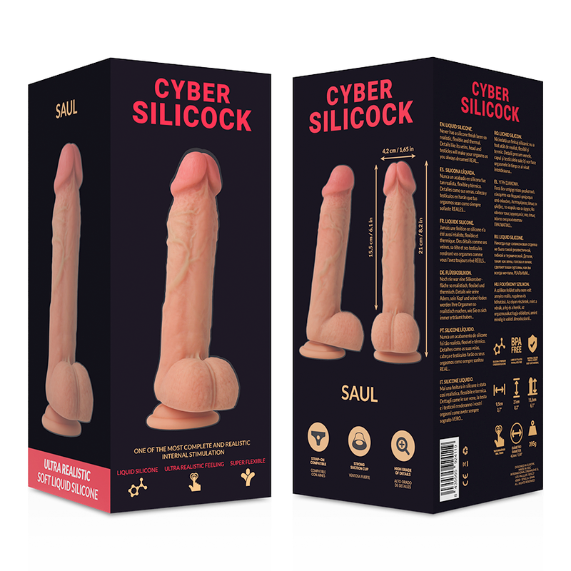 CYBER SILICOCK - PÉNIS À SANGLE EN SILICONE LIQUIDE AVEC 3 ANNEAUX OFFERTS 15,5 CM -O- 4,2 CM