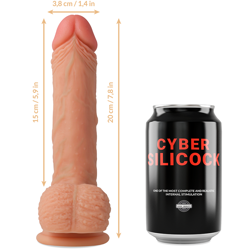 CYBER SILICOCK - FREEMAN LIQUID SILICONE STRAP-ON WITH 3 FREE RINGS 20 CM -O- 3.8 CM