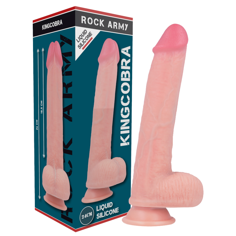 ROCKARMY - ARN S + KINGCOBRA GODEMICHET EN SILICONE LIQUIDE PREMIUM 24 CM -O- 4,77 CM