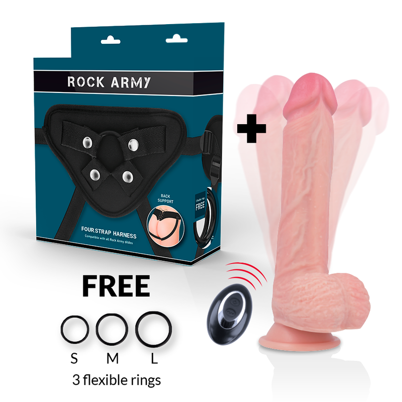 ROCKARMY - HARNESS + LIQUID SILICONE VIBRATOR APACHE PREMIUM REMOTE CONTROL 20.5 CM -O- 4.62 CM