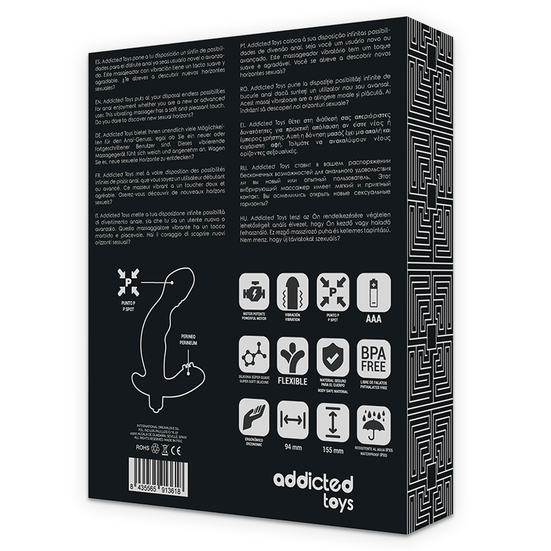 ADDICTED TOYS - STIMULATEUR ANAL DE PROSTATE EN SILICONE RÉALISTE AVEC VIBRATION DU POINT P