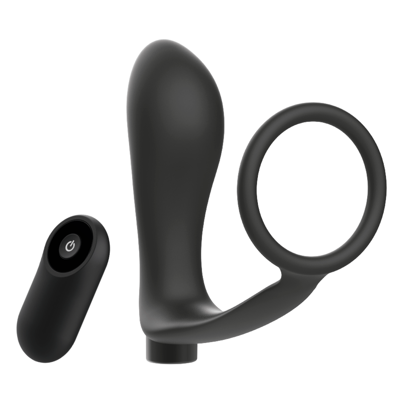 ADDICTED TOYS - REMOTE CONTROL COCK RING RECHARGEABLE BLACK BUTT PLUG