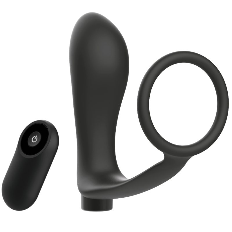 ADDICTED TOYS - REMOTE CONTROL COCK RING RECHARGEABLE BLACK BUTT PLUG