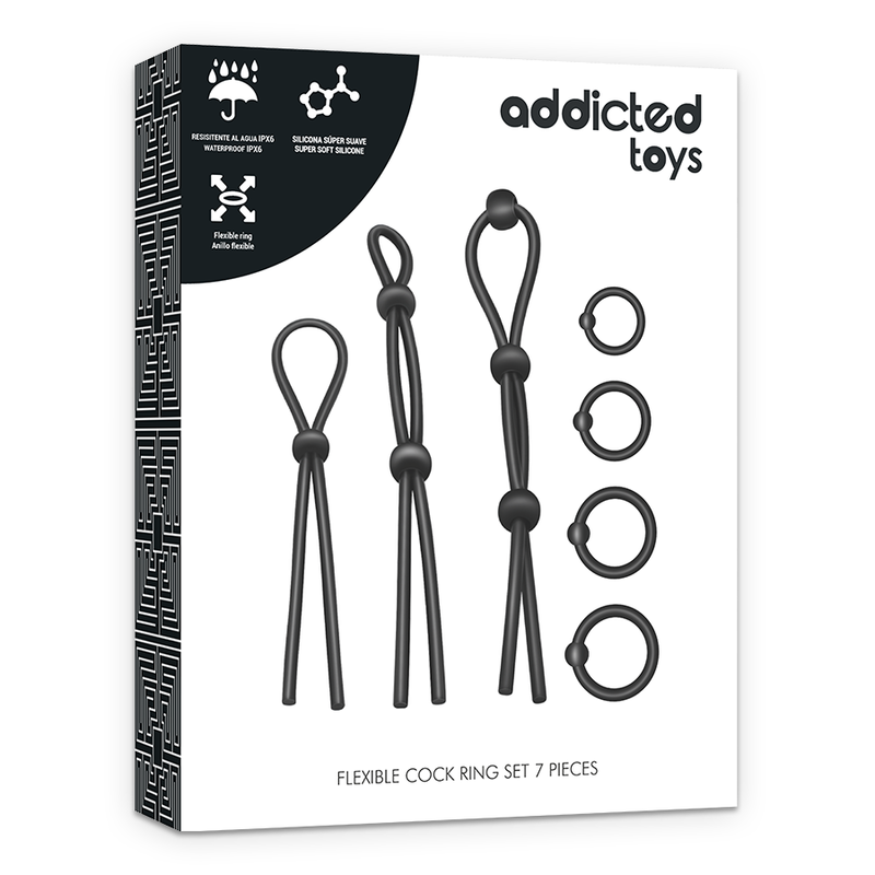 ADDICTED TOYS - 7-PIECE FLEXIBLE SILICONE COCK RING SET